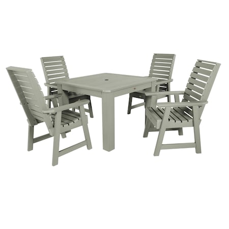 Highwood Usa Weatherly 5pc Square Outdoor Patio Furniture Dining Set AD-DNW44-EUC